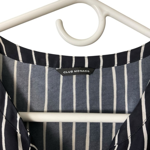 Club Monaco Black and White Wrap Dress with Mandarin Collar - Picture 3 of 9